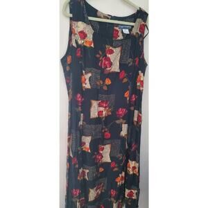 Maggie McNaughton Sleeveless Black Floral Dress - Size 20W EUC